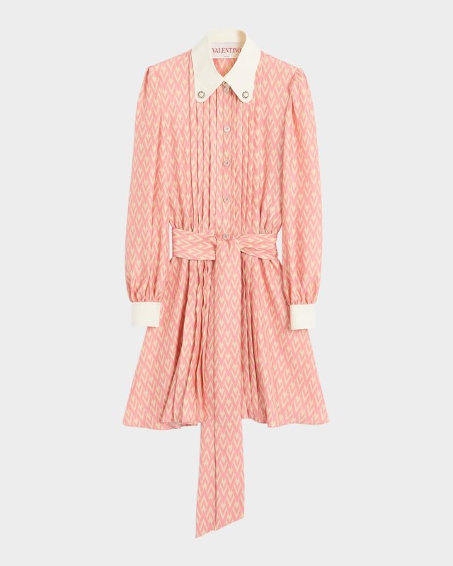 Toute La V Twill Belted Mini Shirtdress